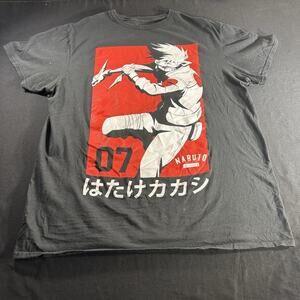 Mens Naruto Shippuden Black Graphic T Shirt Size Large Kakashi